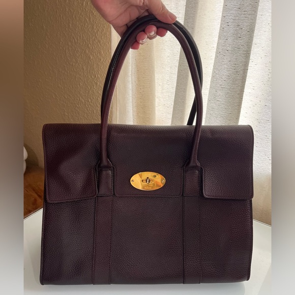 MULBERRY BLACK CHERRY GRAINED LEATHER BAYSWATER - Picture 16 of 16